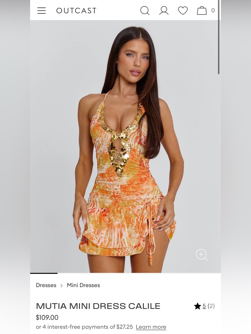 Outcast Mutia Mini Dress Orange